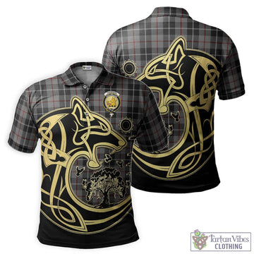 Thomson Grey Tartan Polo Shirt with Family Crest Celtic Wolf Style Kid - Tartanvibesclothing Shop