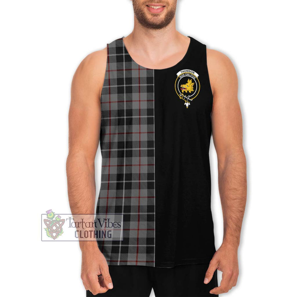 Thomson Grey Tartan Men's Tank Top with Family Crest and Half Of Me Style Men - Tartanvibesclothing Shop