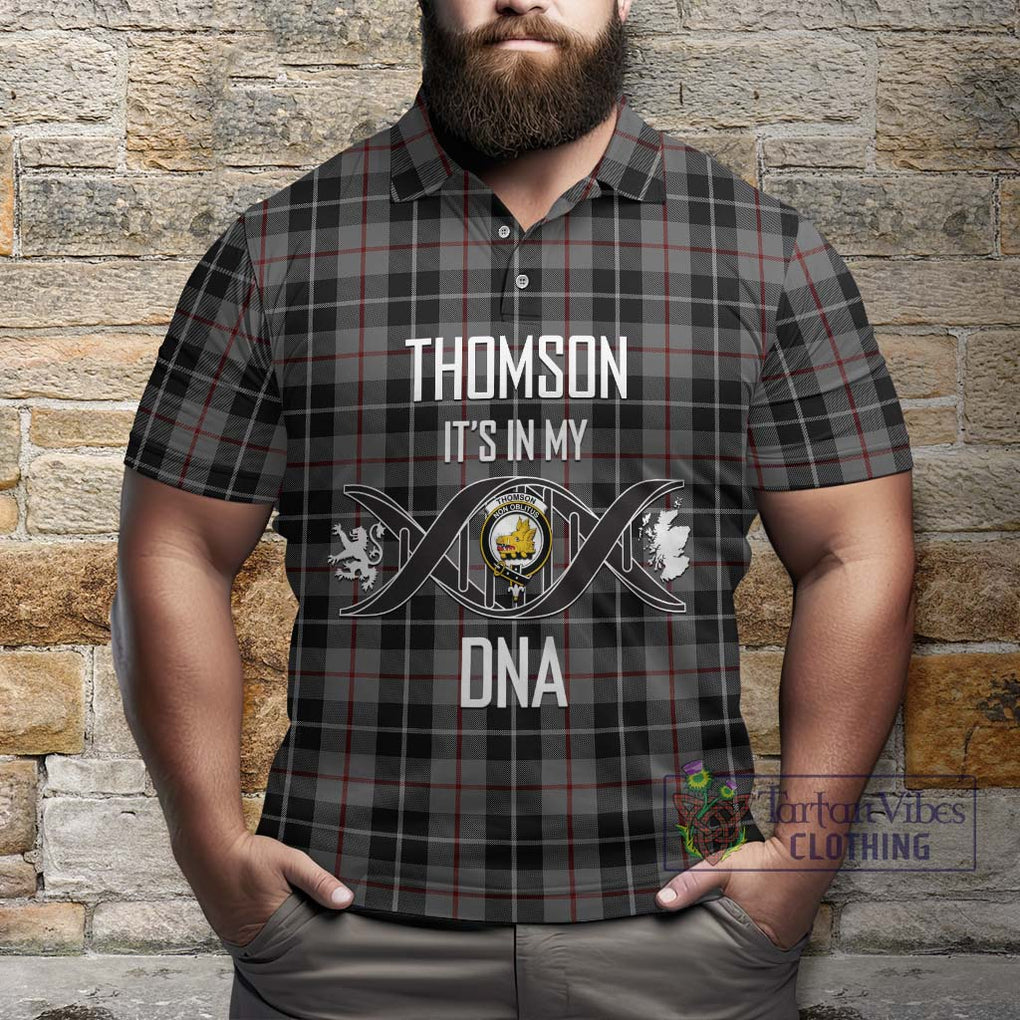 Thomson Grey Tartan Polo Shirt with Family Crest DNA In Me Style Kid - Tartanvibesclothing Shop