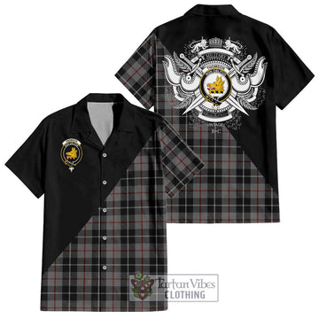 Thomson Grey Tartan Hawaiian Shirt with Family Crest and Military Logo Style