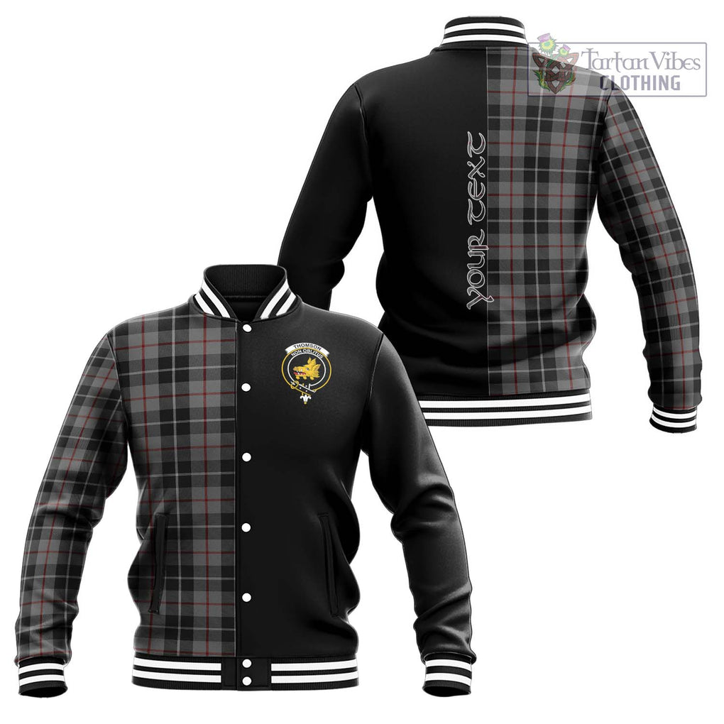 Thomson Grey Tartan Baseball Jacket with Family Crest and Half Of Me Style Unisex - Tartanvibesclothing Shop