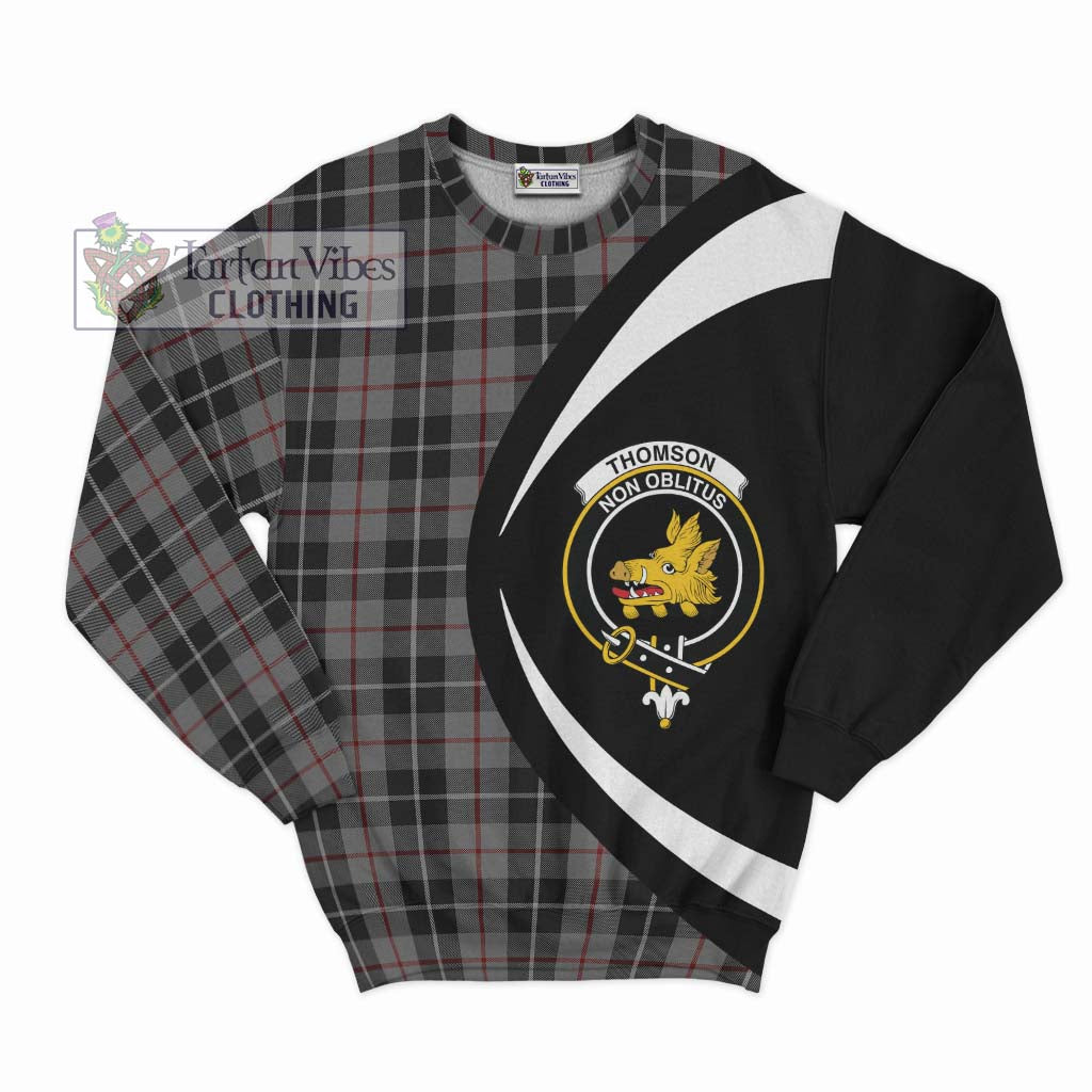Thomson Grey Tartan Sweatshirt with Family Crest Circle Style Unisex - Tartan Vibes Clothing