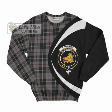 Thomson Grey Tartan Sweatshirt with Family Crest Circle Style Unisex - Tartan Vibes Clothing