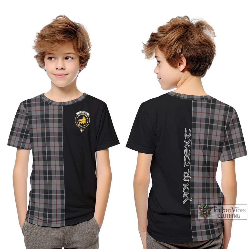 Thomson Grey Tartan Kid T-Shirt with Family Crest and Half Of Me Style Youth XL Size14 - Tartanvibesclothing Shop