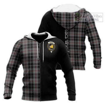 Thomson Grey Tartan Knitted Hoodie with Family Crest and Half Of Me Style