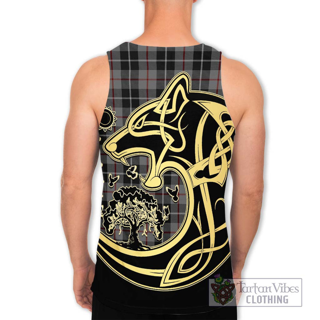 Thomson Grey Tartan Men's Tank Top with Family Crest Celtic Wolf Style - Tartan Vibes Clothing