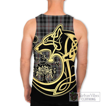 Thomson Grey Tartan Men's Tank Top with Family Crest Celtic Wolf Style - Tartan Vibes Clothing