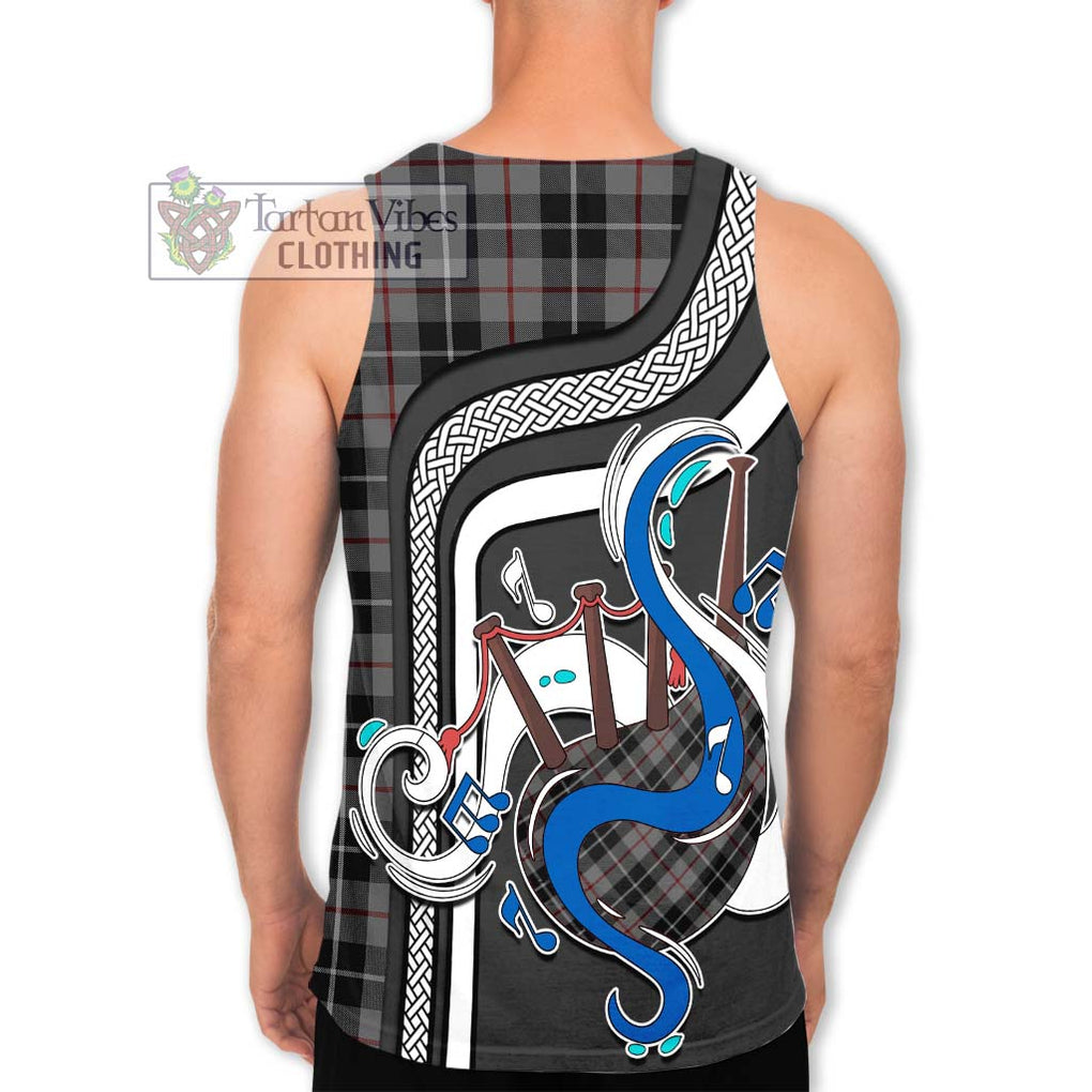 Thomson Grey Tartan Men's Tank Top with Epic Bagpipe Style - Tartanvibesclothing Shop
