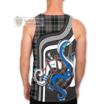 Thomson Grey Tartan Men's Tank Top with Epic Bagpipe Style