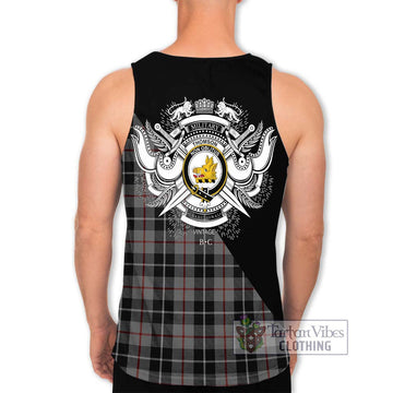Thomson Grey Tartan Men's Tank Top with Family Crest and Military Logo Style