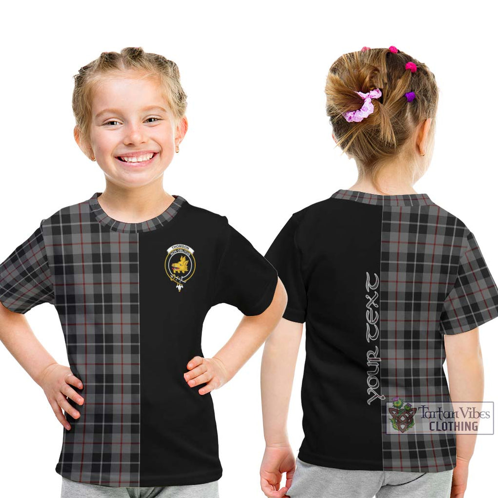 Thomson Grey Tartan Kid T-Shirt with Family Crest and Half Of Me Style - Tartanvibesclothing Shop