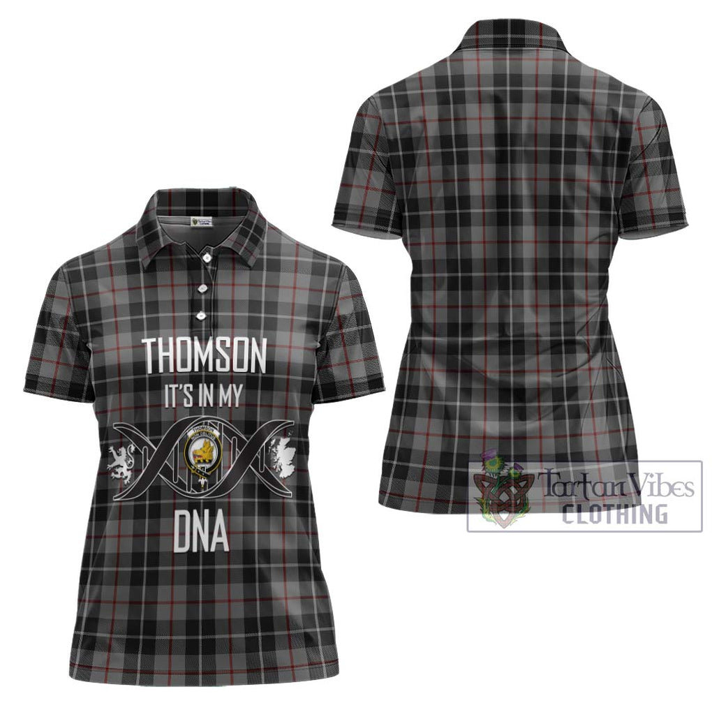 Thomson Grey Tartan Women's Polo Shirt with Family Crest DNA In Me Style - Tartanvibesclothing Shop