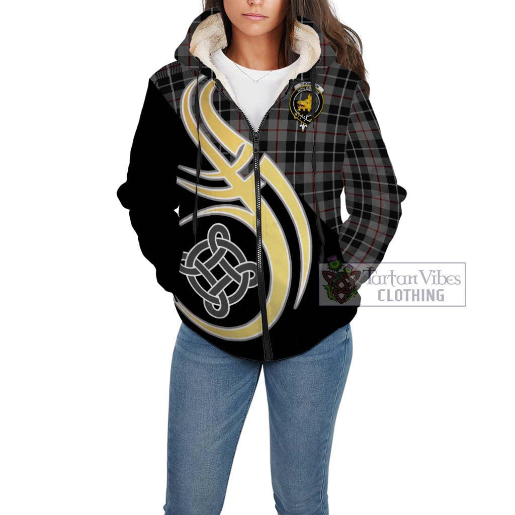 Thomson Grey Tartan Sherpa Hoodie with Family Crest and Celtic Symbol Style Unisex - Tartan Vibes Clothing
