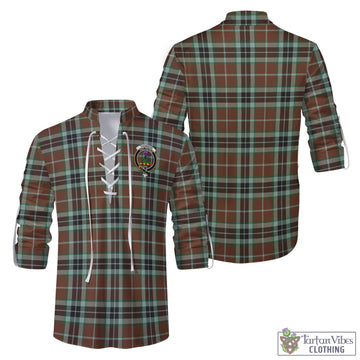 Thomson Hunting Modern Tartan Men's Scottish Traditional Jacobite Ghillie Kilt Shirt with Family Crest