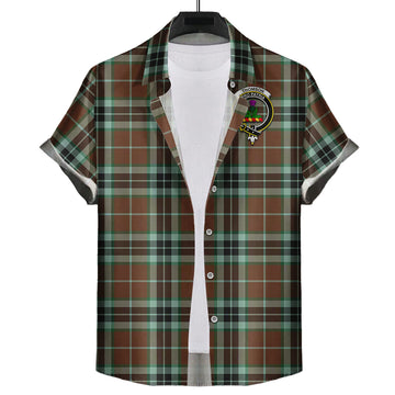Thomson Hunting Modern Tartan Short Sleeve Button Down Shirt with Family Crest