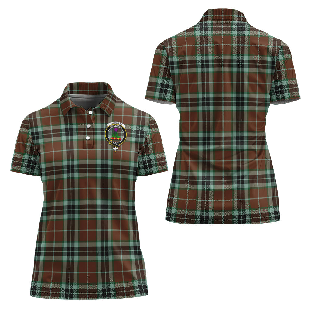 thomson-hunting-modern-tartan-polo-shirt-with-family-crest-for-women