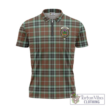 Thomson Hunting Modern Tartan Zipper Polo Shirt with Family Crest