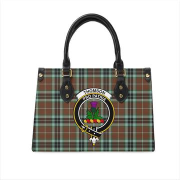 Thomson Hunting Modern Tartan Leather Bag with Family Crest