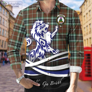 Thomson Hunting Modern Tartan Long Sleeve Button Up Shirt with Alba Gu Brath Regal Lion Emblem
