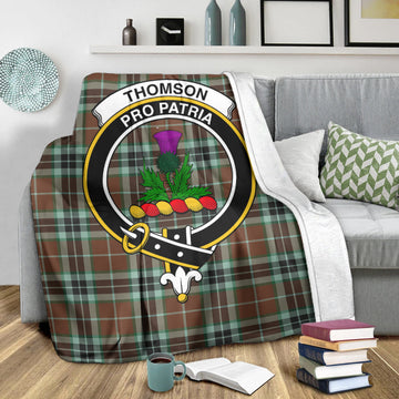 Thomson Hunting Modern Tartan Blanket with Family Crest
