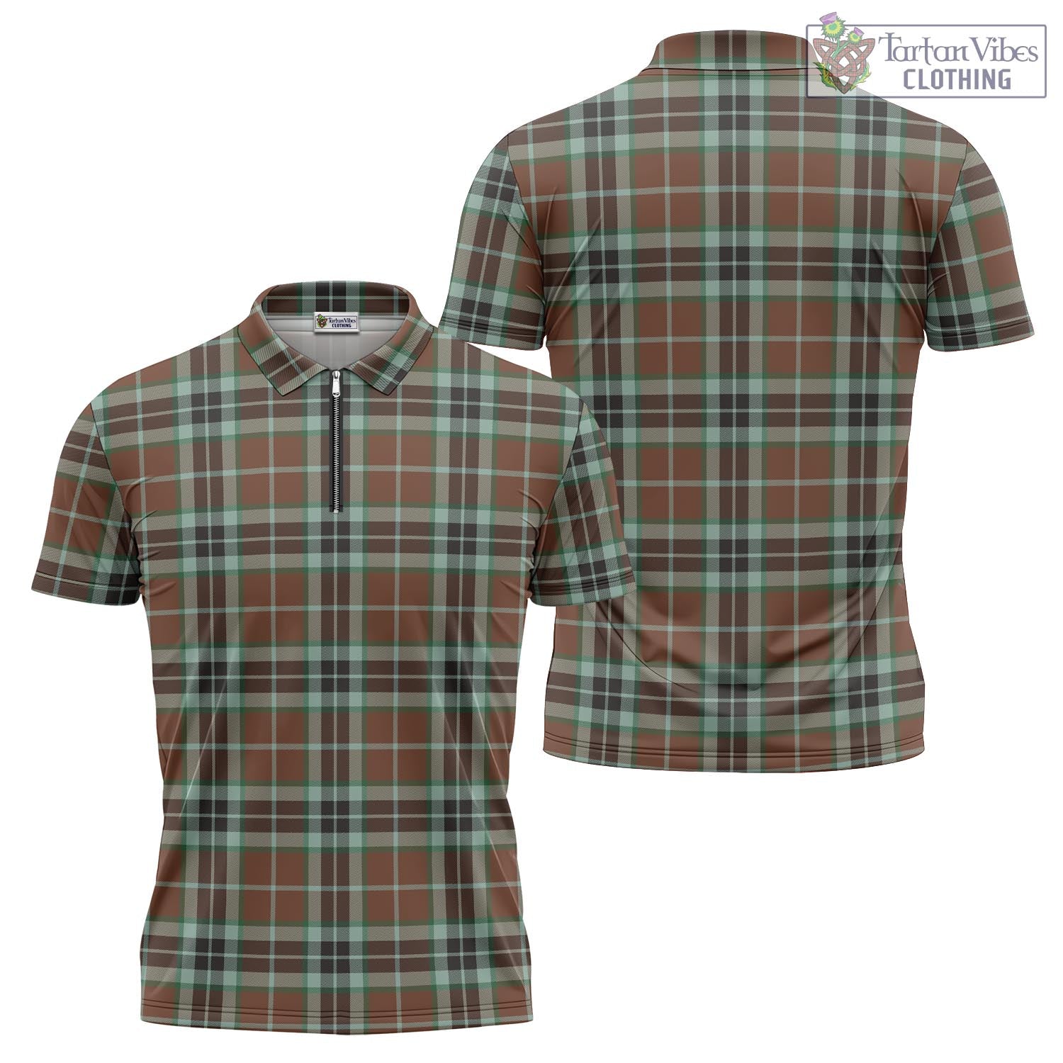 Tartan Vibes Clothing Thomson Hunting Modern Tartan Zipper Polo Shirt