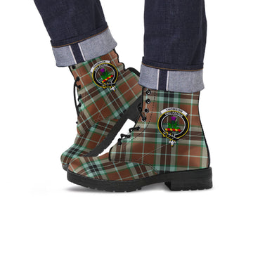 Thomson Hunting Modern Tartan Leather Boots with Family Crest