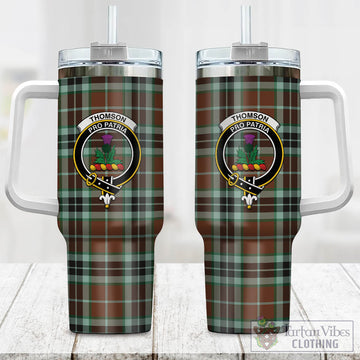 Thomson Hunting Modern Tartan and Family Crest Tumbler with Handle