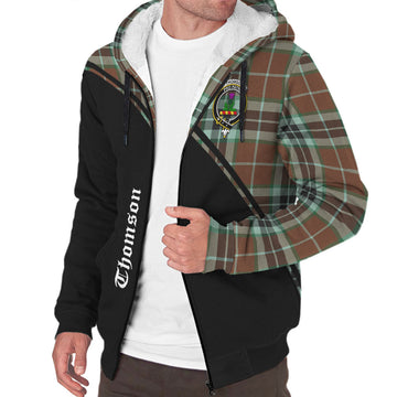 Thomson Hunting Modern Tartan Sherpa Hoodie with Family Crest Curve Style