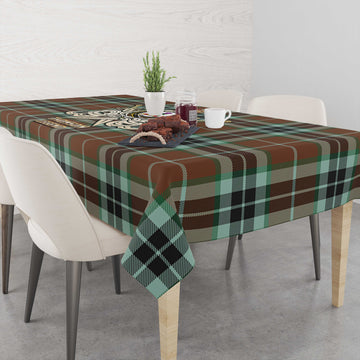 Thomson Hunting Modern Tartan Tablecloth with Clan Crest and the Golden Sword of Courageous Legacy