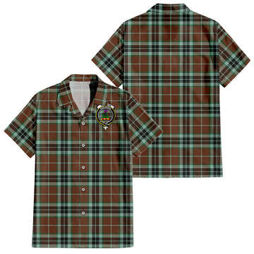 Thomson Hunting Modern Tartan Short Sleeve Button Down Shirt with Family Crest