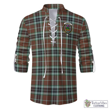 Thomson Hunting Modern Tartan Men's Scottish Traditional Jacobite Ghillie Kilt Shirt with Family Crest