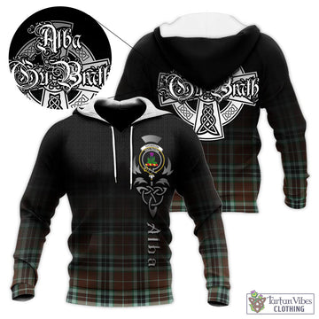 Thomson Hunting Modern Tartan Knitted Hoodie Featuring Alba Gu Brath Family Crest Celtic Inspired