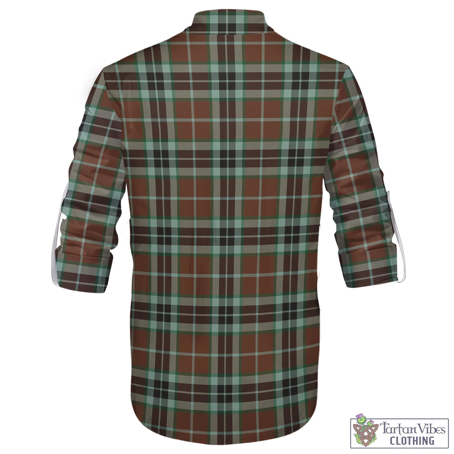 Tartan Vibes Clothing Thomson Hunting Modern Tartan Men's Scottish Traditional Jacobite Ghillie Kilt Shirt with Family Crest