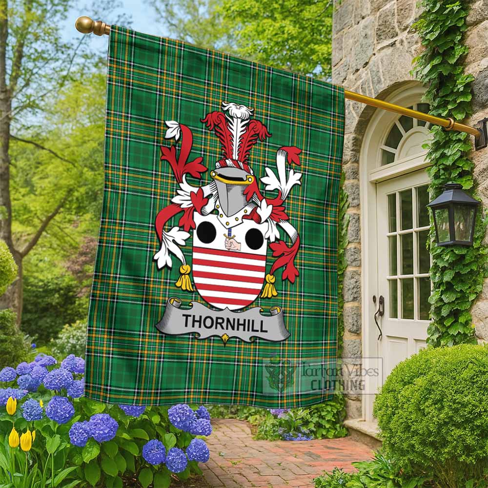Thornhill Irish Clan Tartan Flag with Coat of Arms