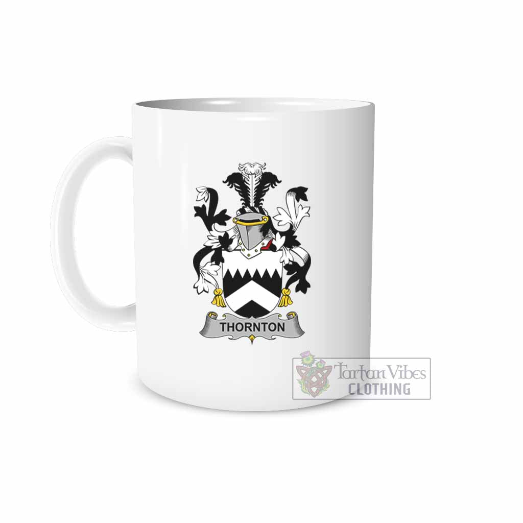 Thornton Irish Clan Coat of Arms Ceramic Mug White - 2D-tartanvibesclothing