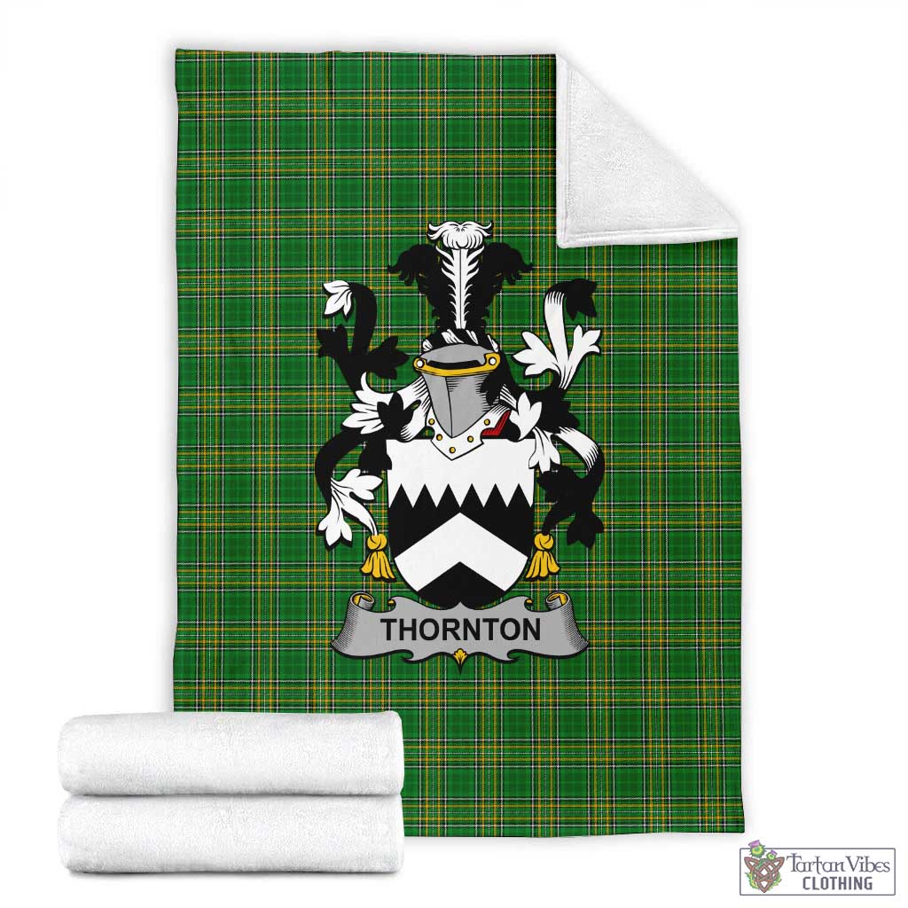 Thornton Irish Clan Tartan Blanket with Coat of Arms X-Large 59 x 79 inches 150 x 200 cm - Tartan Vibes Clothing