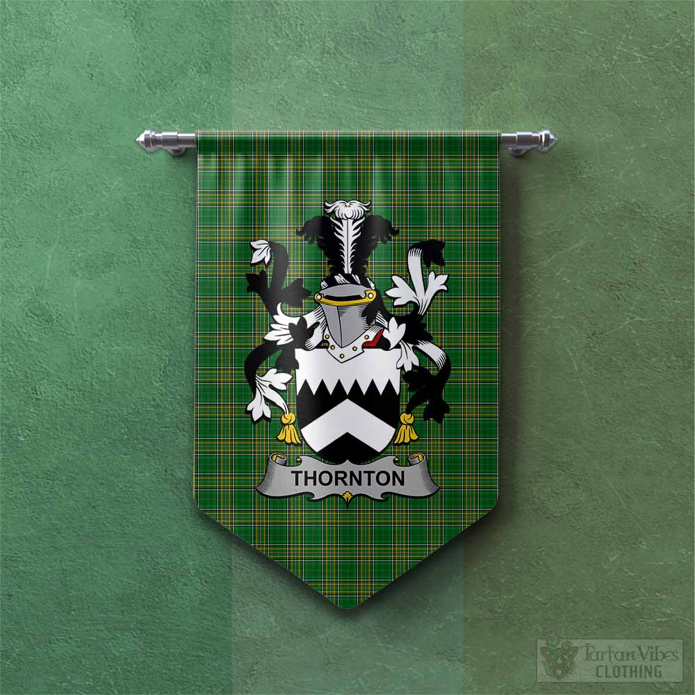 Thornton Irish Clan Tartan Gonfalon, Tartan Banner with Coat of Arms Chevron - Tartan Vibes Clothing