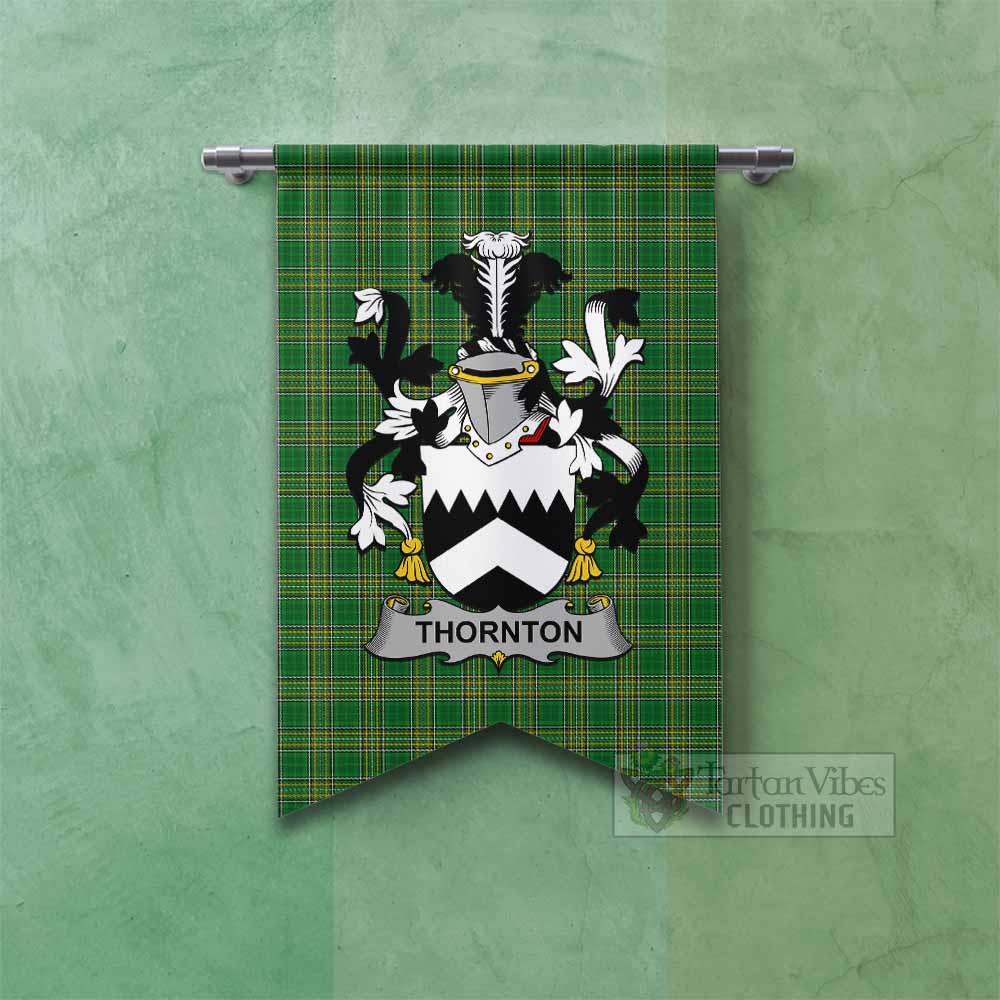 Thornton Irish Clan Tartan Gonfalon, Tartan Banner with Coat of Arms Fishtail - Tartan Vibes Clothing