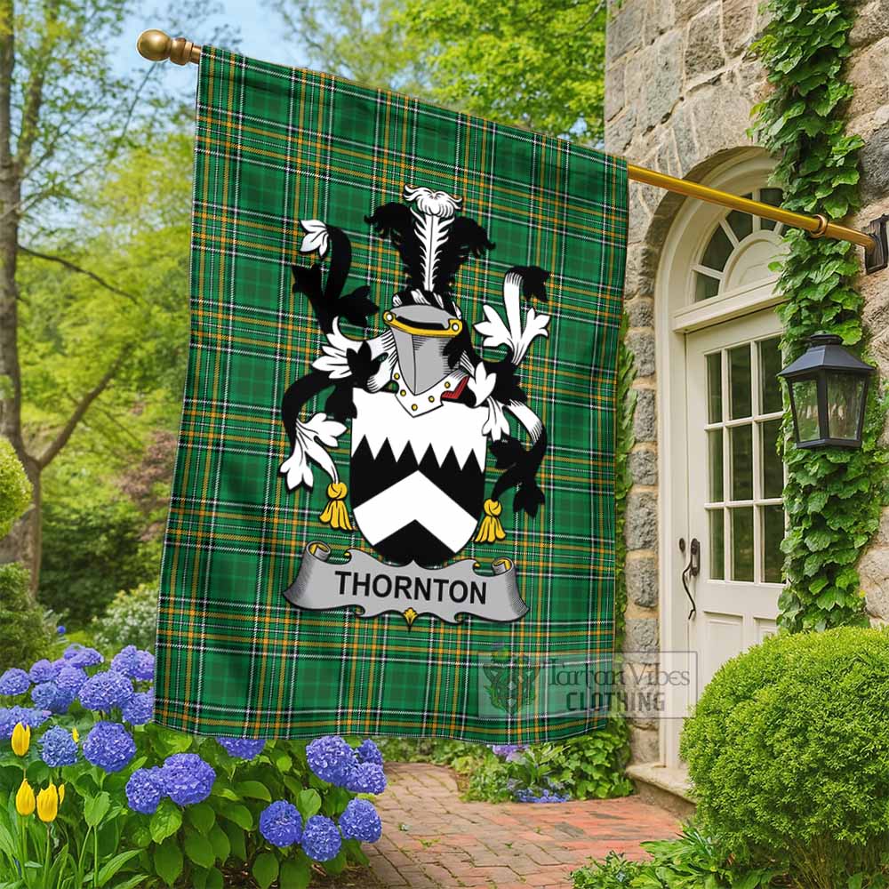 Thornton Irish Clan Tartan Flag with Coat of Arms