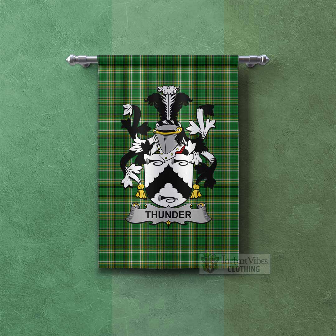 Thunder Irish Clan Tartan Gonfalon, Tartan Banner with Coat of Arms Rectangle - Tartan Vibes Clothing