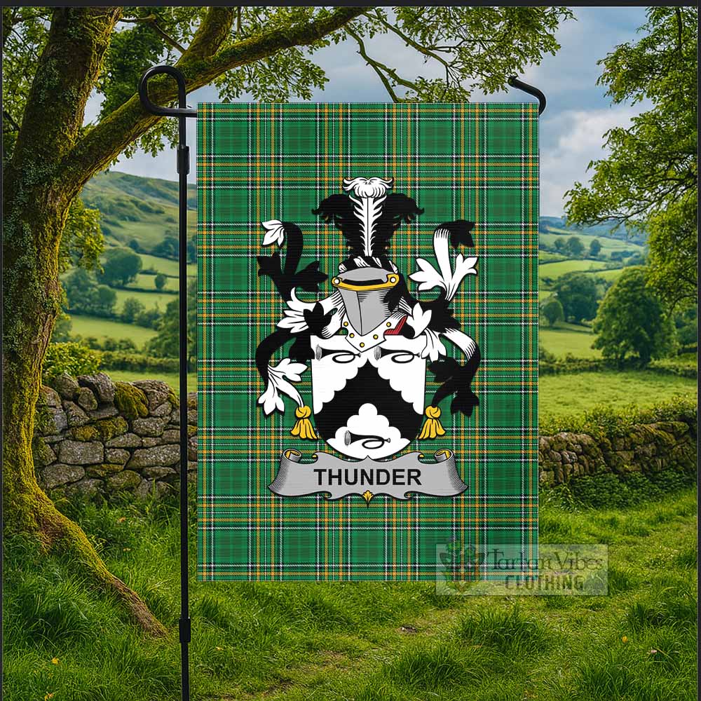 Thunder Irish Clan Tartan Flag with Coat of Arms