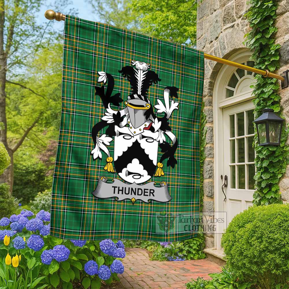Thunder Irish Clan Tartan Flag with Coat of Arms