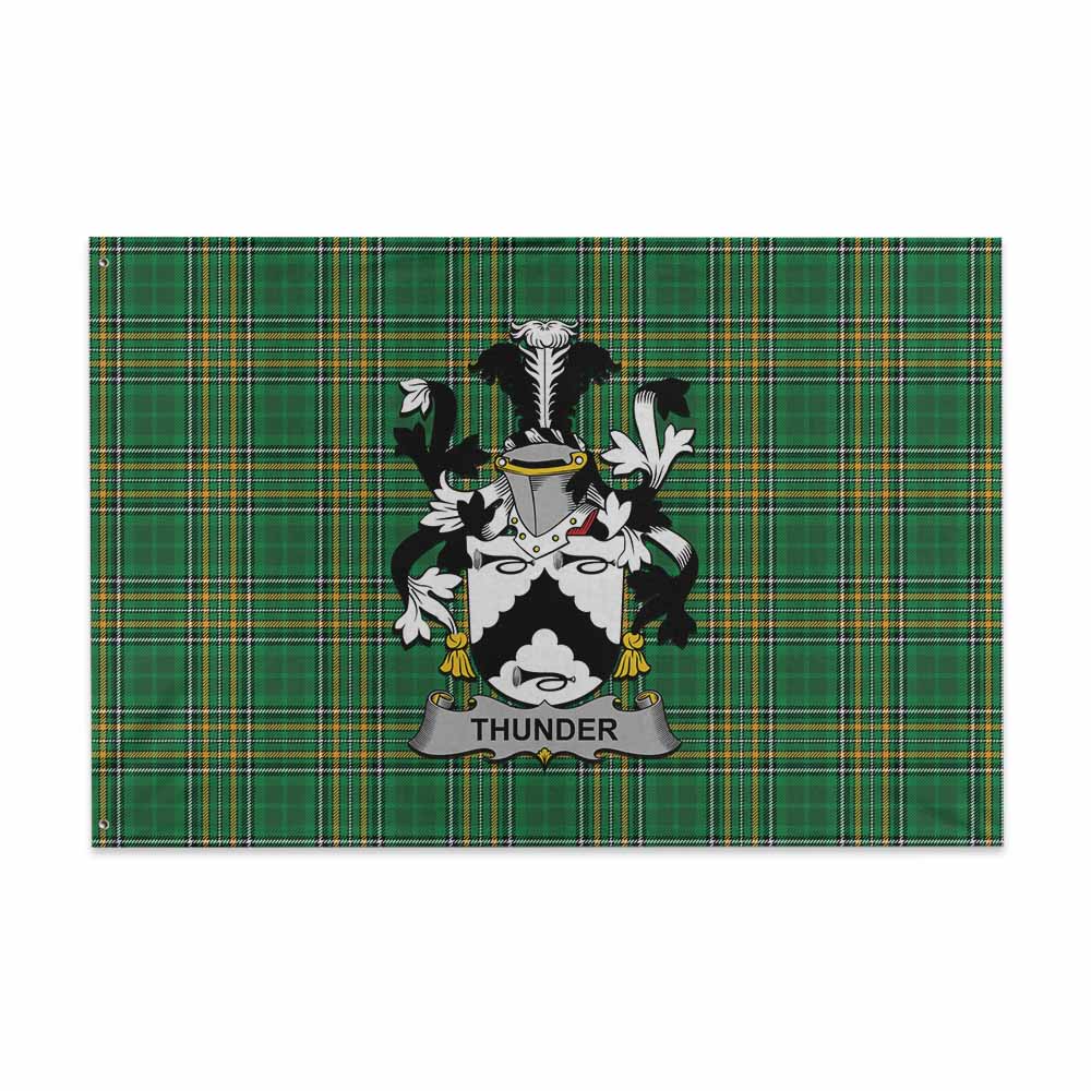 Tartan Vibes Clothing Thunder Irish Clan Tartan House Flag with Coat of Arms