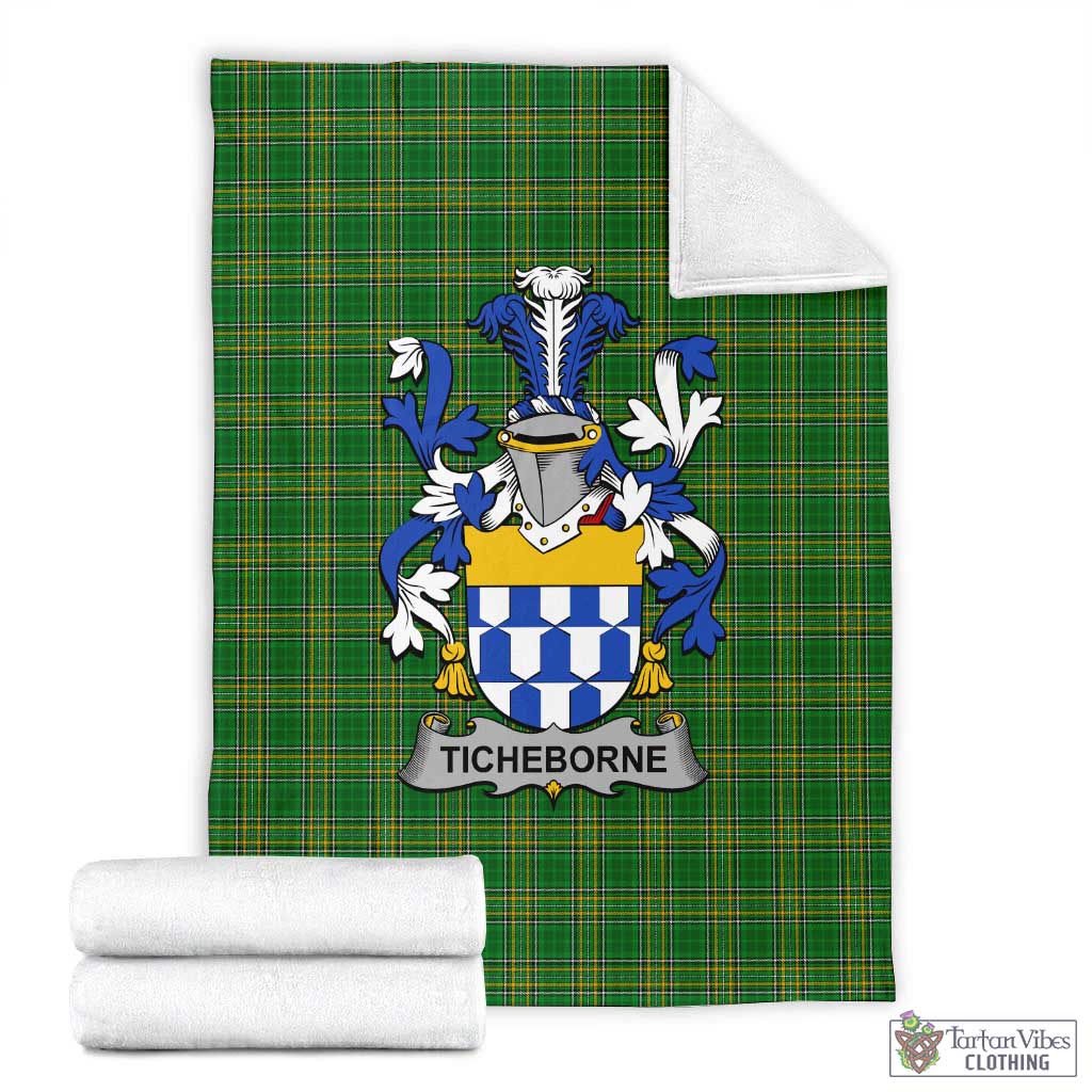 Tartan Vibes Clothing Ticheborne Irish Clan Tartan Blanket with Coat of Arms