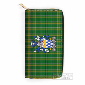 Tartan Vibes Clothing Ticheborne Irish Clan Tartan Women's Leather Wallet with Coat of Arms