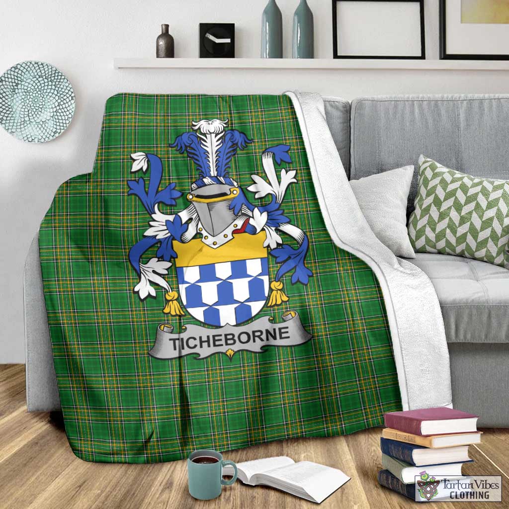 Tartan Vibes Clothing Ticheborne Irish Clan Tartan Blanket with Coat of Arms
