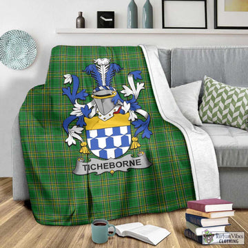 Tartan Vibes Clothing Ticheborne Irish Clan Tartan Blanket with Coat of Arms