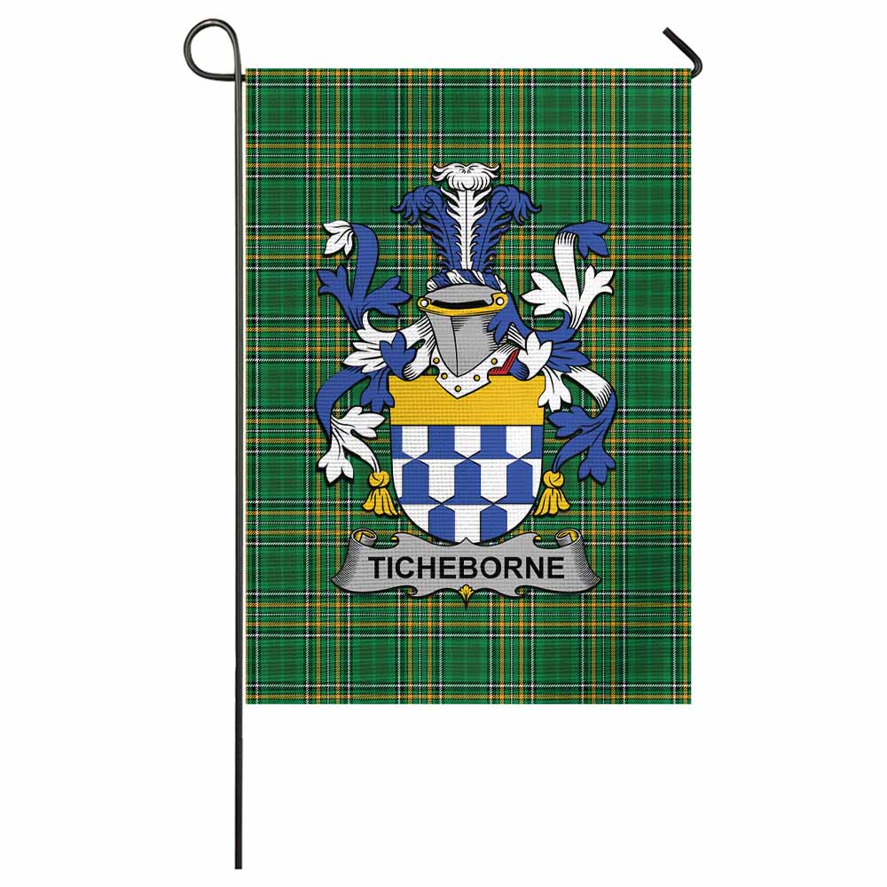 Ticheborne Irish Clan Tartan Flag with Coat of Arms