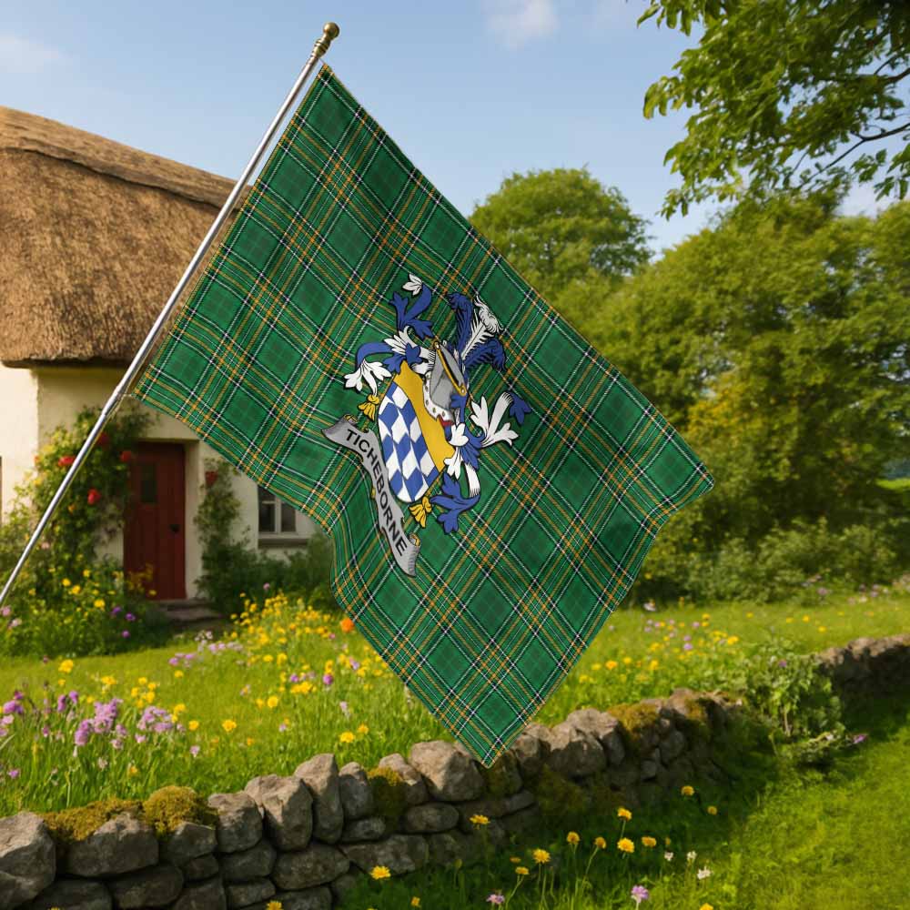 Tartan Vibes Clothing Ticheborne Irish Clan Tartan House Flag with Coat of Arms