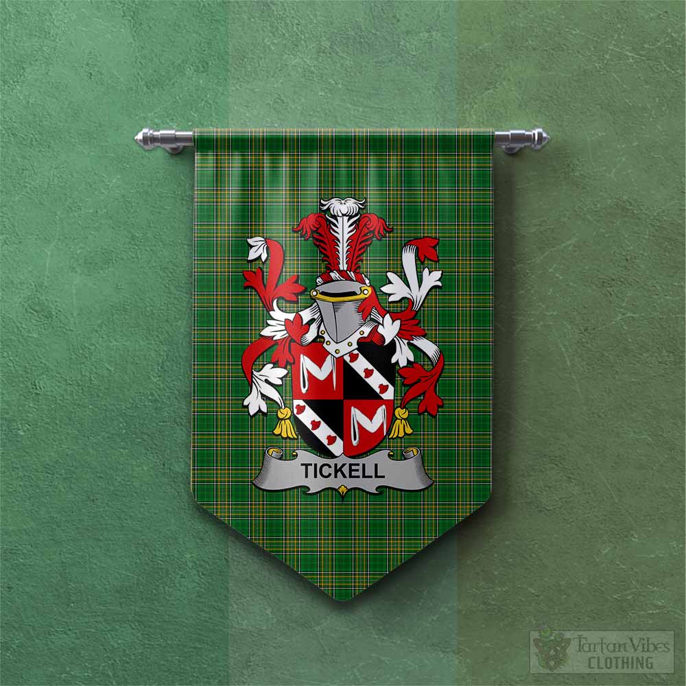 Tartan Vibes Clothing Tickell Irish Clan Tartan Gonfalon, Tartan Banner with Coat of Arms